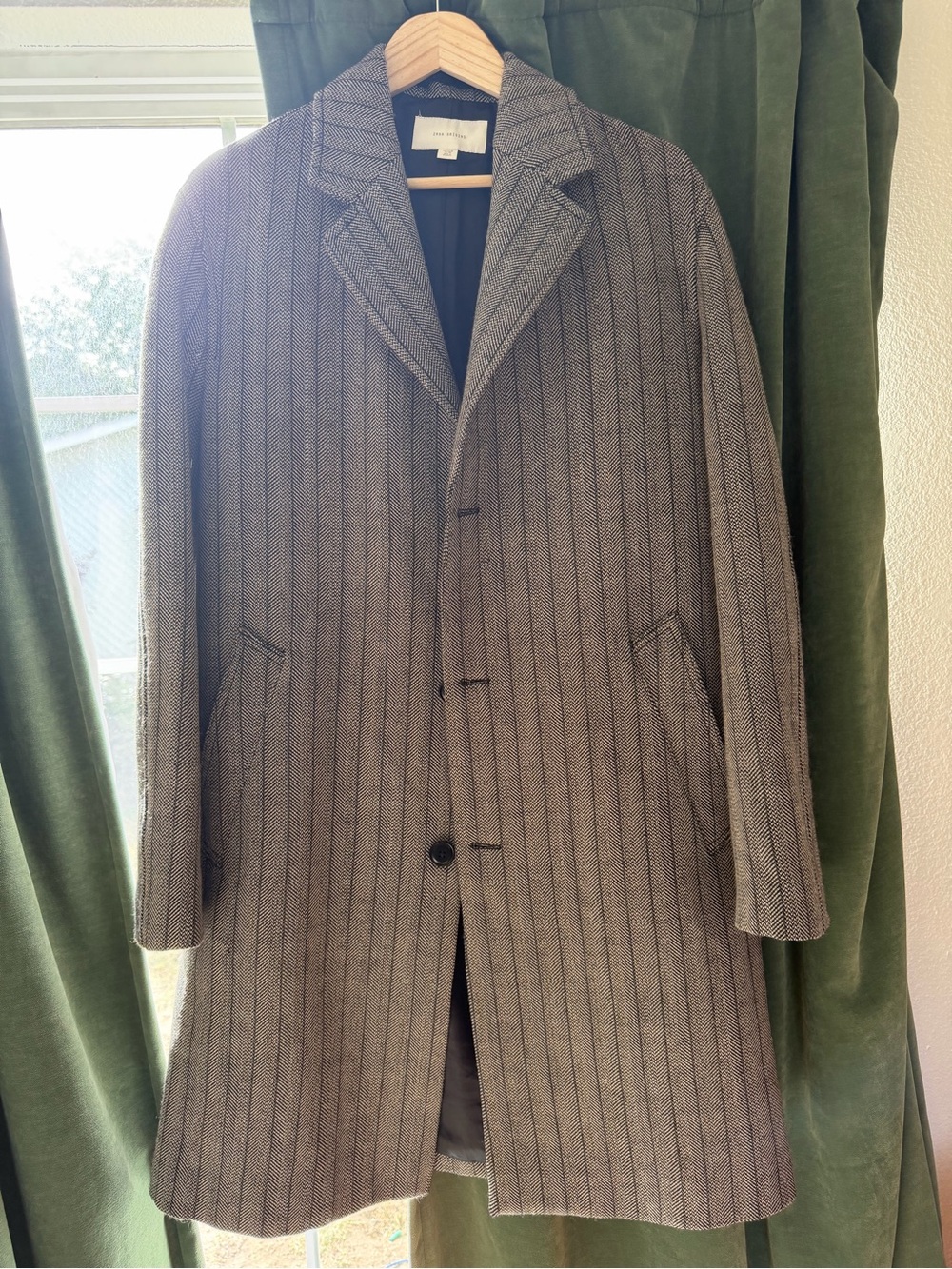 Zara Originals Wool Gray Pinstripe Pea Coat